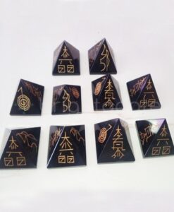 Black Agate Usai Big Pyramid Reiki Sets