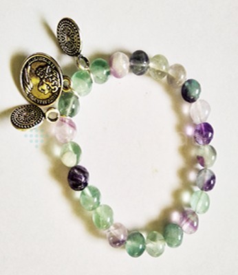 Multy Floarite Beads with Coin Bracelet